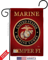 Marine Corps Burlap Garden Flag - Pack Armed Forces USMC Semper Fi United State American Military Veteran Retire Official USA Applique - House Banner Small Yard Gift Double-Sided Made In 13 X 18.5