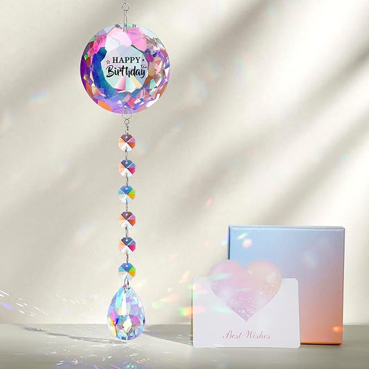 Happy Brithday Gifts, Gifts for Women Friend Mom Wife Daughter Girlfriend Grandma Granddaughter Aunt Birthday, Suncatcher for Home Office Bedroom Living Room Garden Decoration, Sun Catcher (Brithday)