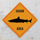 Warning Fierce Fish Area Aluminum Metal Sign Ocean Animal Caution Crossing Xing Street Sign Yellow Diamond Shape Funny Metal Sign For Indoor Outdoor Highway10x10in