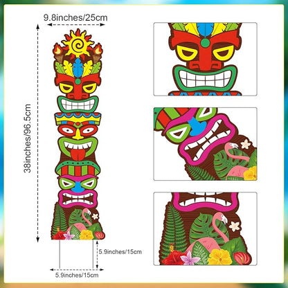Queekay 2 Pcs Tiki Yard Sign Luau Hawaiian Tropical Party Decoration Outdoor Tiki Bar Sign with Stakes for Summer