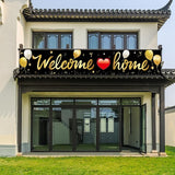 Welcome Home Banner Decoration, Black Gold Welcome Back Home Yard Sign for Outdoor Decor, Military Homecoming Deployment Returning Party Supplies