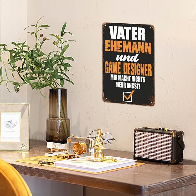 Vintage Retro Metal Wall Decor Signs Father Husband and Game Designer for Home,Kitchen,Bathroom,Patio & Garden Inspirational & Funny Life Quotes 8x12 Inches