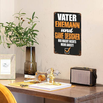 Vintage Retro Metal Wall Decor Signs Father Husband and Game Designer for Home,Kitchen,Bathroom,Patio & Garden Inspirational & Funny Life Quotes 8x12 Inches