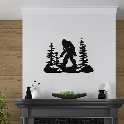 Demissle Big Foot Sasquatch Gift Bigfoot Wall Art Decor for Men Women 16 x 11 Inch Funny Birthday Sasquatch Gift Metal Yard Sign for Dad Husband Garage Garden Forest Outdoor Indoor(Black)