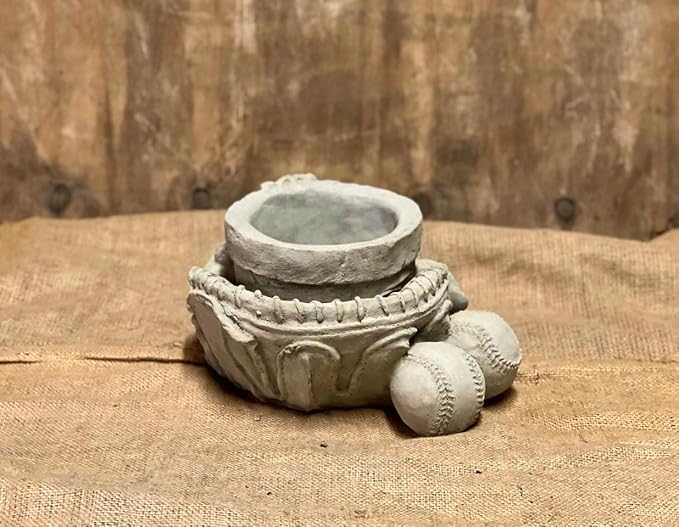 Concrete Baseball Glove Planter Statue Detailed Baseball Glove and Balls Figure Creative Flowers Planter Figurine