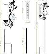 Dragonfly Rain Gauge Garden Decor, 32" Thermometer Patio Decor, 7" Capacity Rain Gauge Replacement Tube Glass, Outdoor Temperature Patio Decor