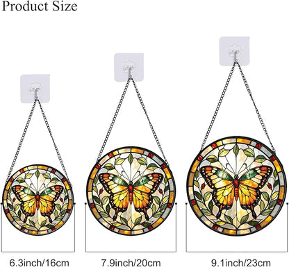 Butterfly Stained Glass Suncather for Window Hanging, 6.3'' Yellow Butterfly Ornament Gift for Women, Nature-Inspired Home Decor Gift for Mom, Grandma, Mother's Day (Yellow, 6.3'')