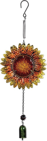 Sunset Vista Designs Metal and Glass Sunflower Bouncy Hanging Decoration, Harvest Orange, 26.5 x 7.5