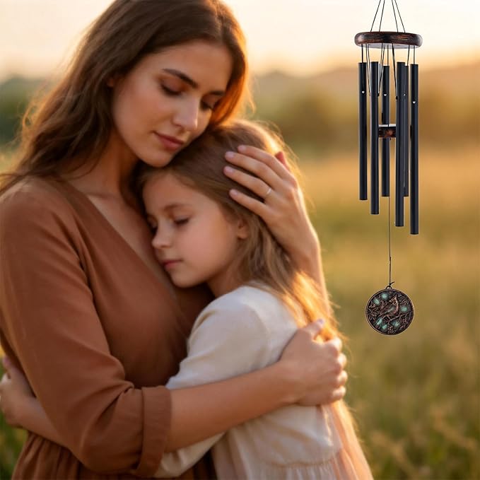 Cardinal Wind Chimes for Outside - Vintage Deep Tone Windchimes Outdoors Garden Yard Patio Indoor Balcony Hanging Decoration Birthday Memorial Sympathy Gifts for Women Men Mom Dad Grandma