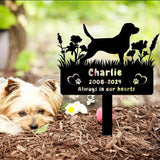 Custom Beagle Dog Memorial Grave Marker,Personalized Pet Dog Memorial Garden Stake,Flora Dog Memorial Plaque Burial Stake Engraved Sign,Dog Sympathy Grave Stake,Dog Statue Headstone