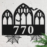 Personalized Gothic House Number metal Signs,Custom Address Number Metal Wall Art Decor,Black Plaques Outdoor wall Decorative Signage,Shed(8-30 Inches) (Castle A)