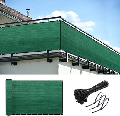 KANAGAWA 3ft x 10ft Privacy Screen Fence, 90% Blockage Heavy Duty 175 GSM Fencing Mesh Net Cover for Outdoor Wall Garden Yard Backyard 40 Cable Zip Ties Included Dark Green