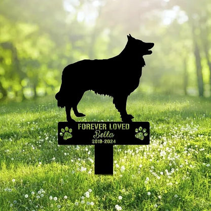 Custom Belgian Sheepdog Metal Memorial Garden Stake Personalized Pet Grave Marker Name Sign Remembrance Stake Decor Sympathy Dog Loss,Outdoor Statues for Yard Garden Lawn Patio Pathway Grave Gift.