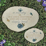 in Memory Garden Stone, Beautiful Life Memorial Plaque, Outdoor Remembrance Stone with Floral Design, Sympathy Gift for Loss