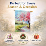 Caroline's Treasures Michigan Apple Blossoms in Watercolor House Flag Large Porch Sleeve Pole Decorative Outside Yard Banner Artwork Wall Hanging, Polyester, House Size, Multicolor