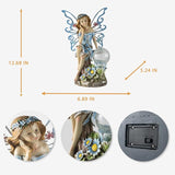 Suyorpe Garden Fairy Decor,Solar Outdoor Statues, Fairy Garden Accessories, Fairy Figurine for Outside Gifts,Resin Ornaments for Patio Yard Lawn,Size6.89 x 5.24x 12.68 inches