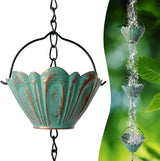 Rain Chains for Outside, 8.7FT Gutter Chain with 12 Lotus Cups Rain Catcher Chain Replacement Downspout for Gutters Eaves Drainage Decor, Bronze