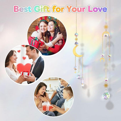 LEMESO 2 PCS Colorful Sun Catchers with Hanging Crystal Balls for Indoor Windows Home Garden Party Decor Christmas Wedding Gifts