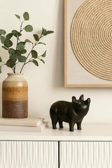 NACH Cast Iron Pig Statue, Standing Black Door Stopper, Rustic Paperweight