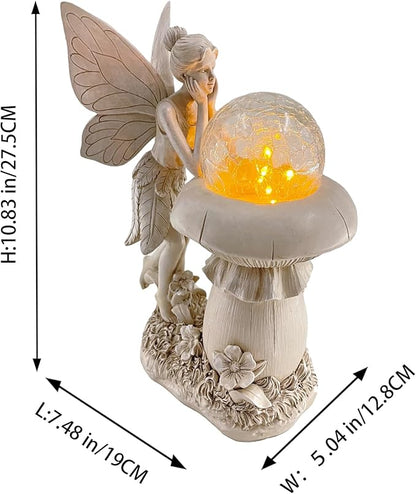 COWOS Solar-Powered Garden Fairy Statue, Handcrafted Resin Statue for Outdoor Patio, Lawn, and Garden Decor, Memorial Gift, Yard Art, Sympathy Gift