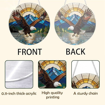 Bald Eagle Acrylic Suncatcher, Animal Hanging Suncatcher, Indoor Window Wall Art, Nature Acrylic Window Hanging, Christmas Decor, Housewarming Gift, Eagle Lover Gift for Women Men