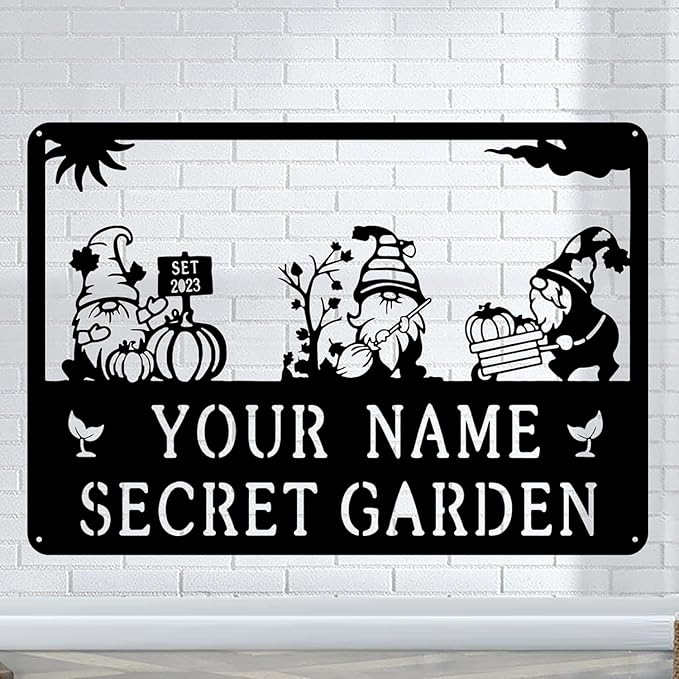Decorative Signage, Customize Metal Garden Signs Outdoor Decor, Personalized Family Name Sign for Mom Grandma, Rustic Wall Art