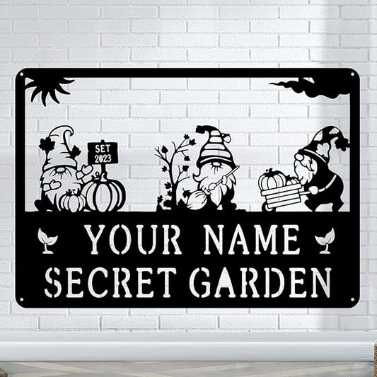 Decorative Signage, Customize Metal Garden Signs Outdoor Decor, Personalized Family Name Sign for Mom Grandma, Rustic Wall Art
