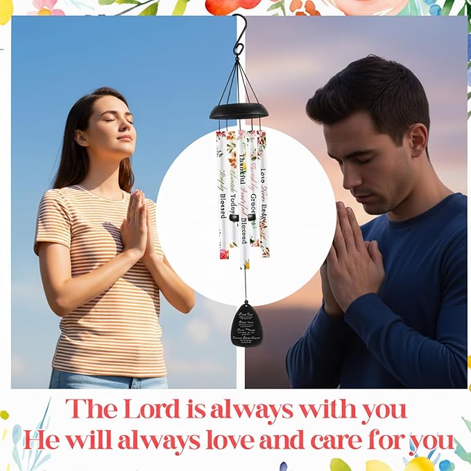 32 in Christian Wind Chimes Easter Gifts for Women Men Large Inspirational Religious Spiritual Wind Chimes with Bible Verse Baptism Easter Birthday Faith Based Gifts for Mom Sister