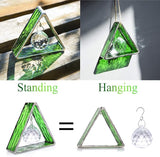 H&D HYALINE & DORA Handcrafted Pyramid in Stained Glass, Crystal Ball Prism Decor Stained Glass Window Sun Catcher Hangings Ornament, Home Table Wall Car Decor,Green