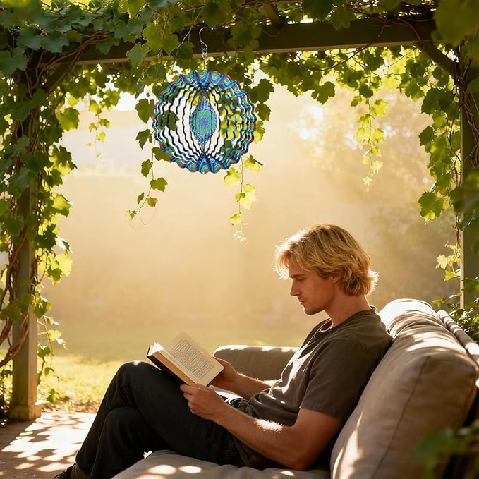 Stainless Steel Wind Spinner-2Pcs 10 in Indoor Outdoor Garden Decoration, Unique Gift for Women, Men, Holidays (A)