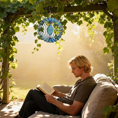 Stainless Steel Wind Spinner-2Pcs 10 in Indoor Outdoor Garden Decoration, Unique Gift for Women, Men, Holidays (A)
