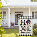 ORTIGIA 4th of July Patrioctic Garden Flag Burlap Vertical Double Sided Independence Day Memorial Day Home Sweet Home Sunflower Small Flag Home Yard Outside Outdoor Decor 12.5x18 Inch