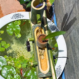 Bamboo Water Fountain with Solar Pump, Outdoor Freestanding Fountains Japan Garden Waterfall Outdoor Water Fountain Spout,Without Tank,25cm,Creativity,
