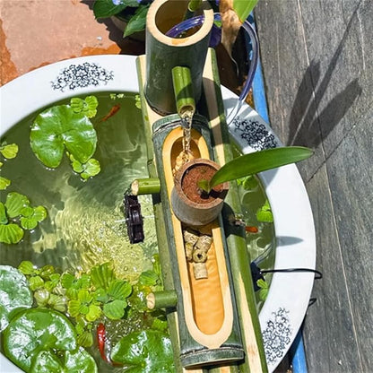Bamboo Water Fountain with Solar Pump, Outdoor Freestanding Fountains Japan Garden Waterfall Outdoor Water Fountain Spout,Without Tank,25cm,Creativity,