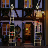 Christmas Ladder Lights with Santa Claus, 248 LED Rope Ladder Light, 8 Lighting Modes & 6H Timer, Waterproof Xmas Decorations Light for Indoor Outdoor, Yard, Porch, Wall, Christmas Tree Decor