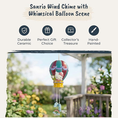 Hello Kitty and Keroppi Hot Air Balloon Wind Chime, 4" L x 4.25" W x 10" H Created by Blue Sky Clayworks