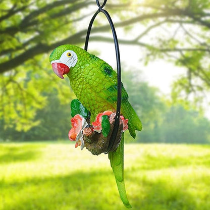 Parrot Decoration | Garden Sculpture Wall Decorations | Innovative Iron Ring Hanging Bird Statue-B