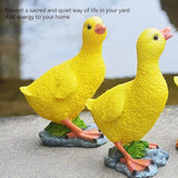 Cute Statues Resin Duck Figurine Furry Ducks True Colors Garden Statue Anti Fading Backyard Decor(Yellow)