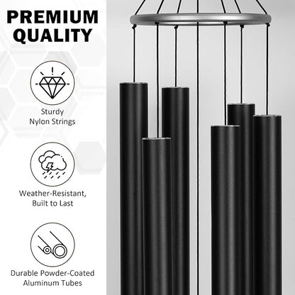 Extra Large Wind Chimes for Outside Deep Tone - 58'' Wind Chimes Outdoor Clearance, Deep Tone Chimes, Windchimes Outdoors, Memorial Wind Spinner, Sympathy Gift, Home Décor (Black)