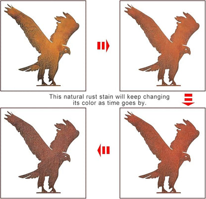 Rusty Birds Decoration (5-Piece Set) – Rusty Birds Fence Decorations Outdoor, Metal Eagle Garden Decor for Patio, Rustic Retro Style, Unique Outdoor Bird Decor,Premium Garden Decor Gifts