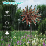 DREAMSOUL 360° Wind Spinners Outdoor, Metal Double Wind Spinner with Stable Stake Windmill for Yard Garden Decor (63 * 14 Inches)