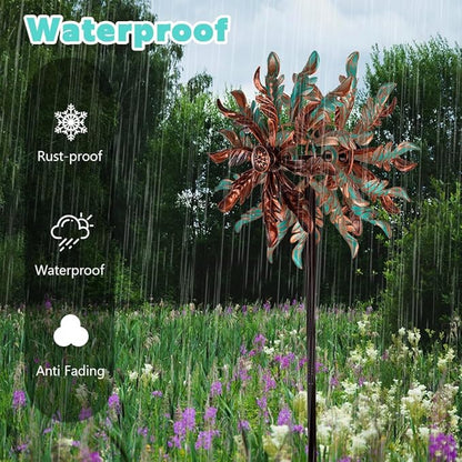 DREAMSOUL 360° Wind Spinners Outdoor, Metal Double Wind Spinner with Stable Stake Windmill for Yard Garden Decor (63 * 14 Inches)