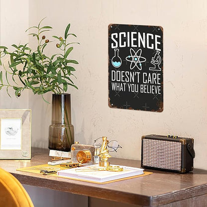 Office Wall Decor Science Doesn T Care What You Believes Vintage Signs Metal Walls Retro Metal Plaque For Home,Office,Yard,Or Man Cave Funny,Cute,And Inspirational 8X12inch