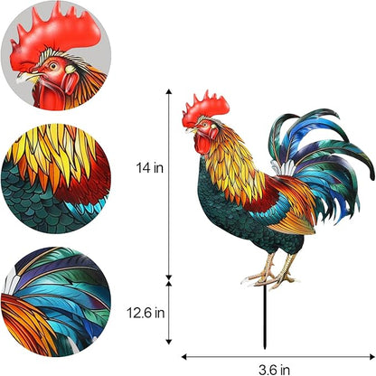 Decorative Garden Stakes with Roosters Design,Ideal for Chicken Lovers for Yard Art, Outside, Patio, Outdoor Decor, Garden Decorations, Lawn Ornaments