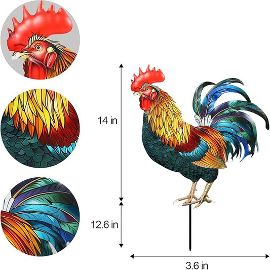 Decorative Garden Stakes with Roosters Design,Ideal for Chicken Lovers for Yard Art, Outside, Patio, Outdoor Decor, Garden Decorations, Lawn Ornaments