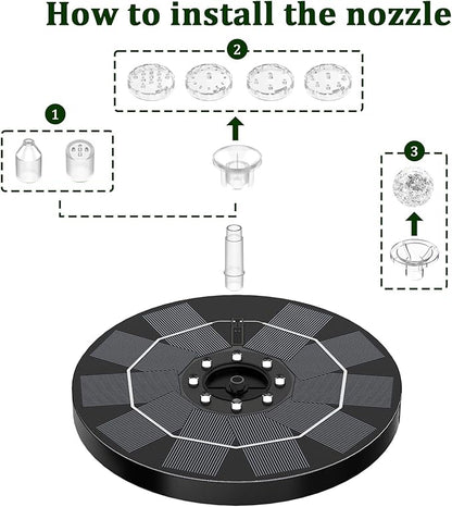 AISITIN 3,5W LED Solar Fountain Pump for Outdoor with 3000mAh Battery,Solar Bird Bath Fountain with Different Spray Effects,with Crystal Ball, Solar Powered Water Pump for Outdoor Garden, Pond