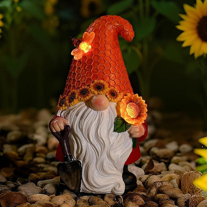 Solar Sunflower Gnome Statue Light, Ideal for Yard, Patio, Lawn and Garden Decor, for Women and Mom