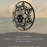 Bellaa 23514 Metal Wall Art Black Buddha Mandala Meditation Yoga Altar Indoor Serene Zen Buda Home Decor Outdoor Garden Patio Hanging 3d Sign Laser Cut 24 inch