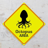 Octopus Crossing Sign Caution OctopusXing Sign Street Sign Wildlife Novelty Road Fence Wall Decor Warning Metal Tin Sign For Indoor Outdoor 12x12in