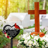 Grave Decorations for Cemetery - Memorial Mom Metal Graves Stakes Outdoors Heart Cardinals Remembrance Plaque Black Waterproof Flower Graveside Burial Decor Sympathy Gifts for Loss of Mother